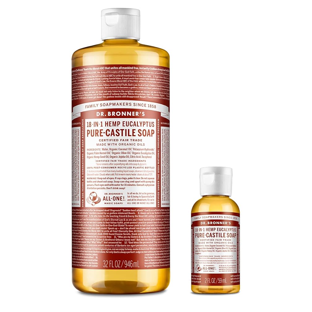 Dr. Bronner's Pure-Castile Liquid Soap Ð Eucalyptus Bundle. 32 oz. Bottle and 2 oz. Travel Bottle