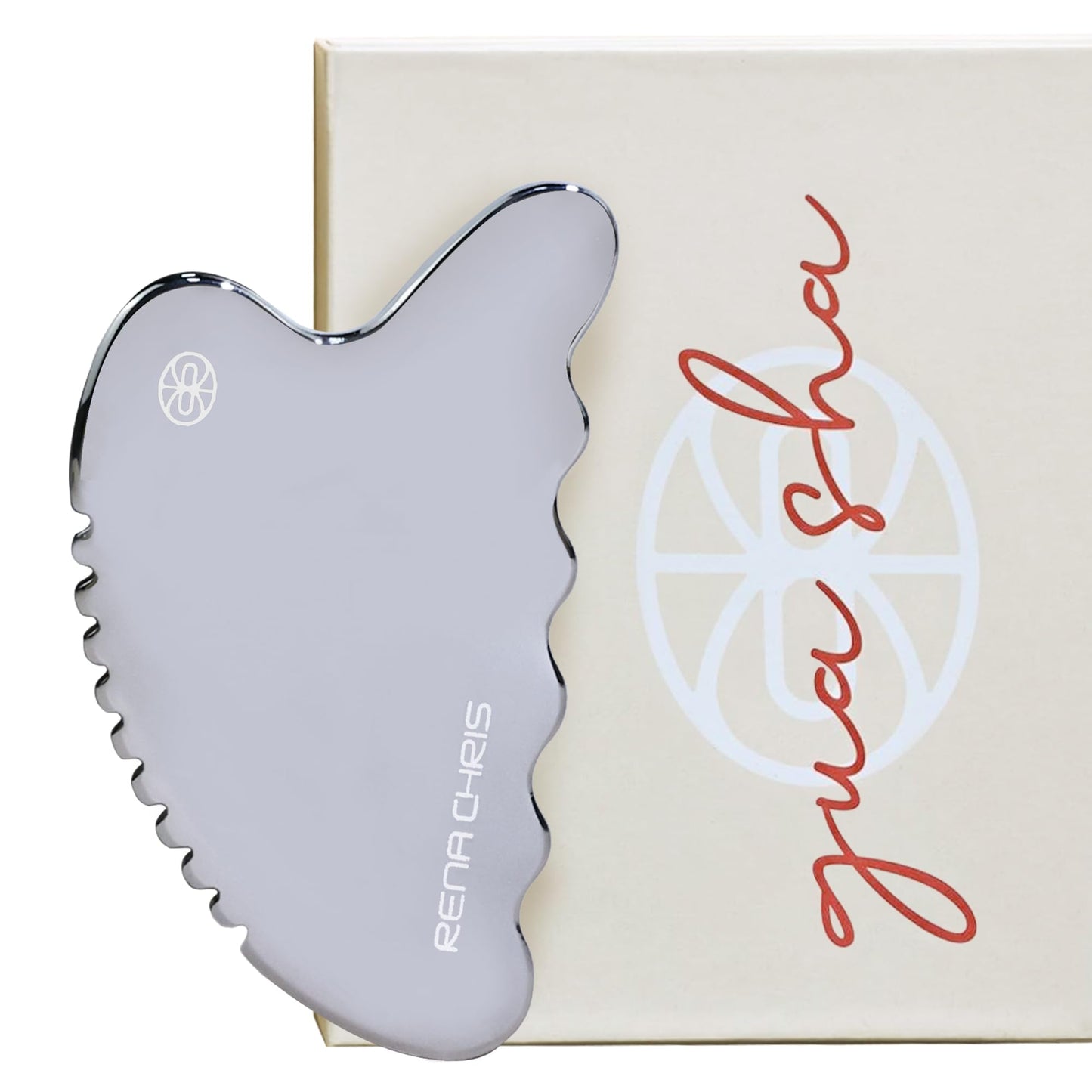 Rena Chris Gua Sha Body Tools, Stainless Steel Guasha Tool, Manual Massage Sticks for Jawline Sculpting and Puffiness Reducing, Gua Sha Scraping Massage Tool, Skin-Care Gift (Wave-Edge)