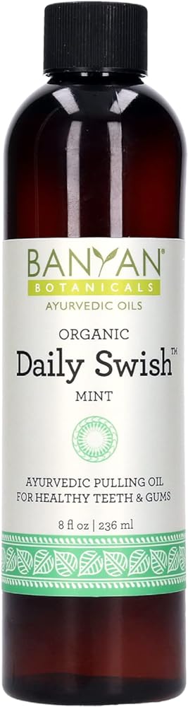 Banyan Botanicals Daily Swish Mint Ð Organic Ayurvedic Oil Pulling Mouthwash with Coconut Oil Ð for Oral Health, Teeth, & Gums* Ð 8oz Ð Non GMO Sustainably Sourced Vegan