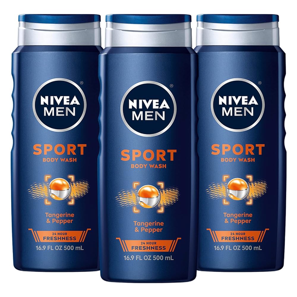 Nivea Men Sport Body Wash with Revitalizing Minerals, 3 Pack of 16.9 Fl Oz Bottles