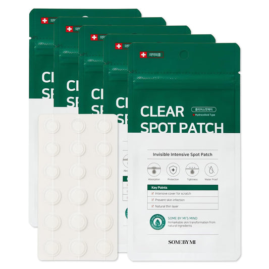 SOME BY MI 30 Days Miracle Clear Spot Patch - Pack of 5, 90 Counts, 2 Size (10mm 45Counts, 12mm 45Counts) - Hydrocolloid Acne, Zit and Pimple Patches - Invisible and No Irritation - Korean Skin Care