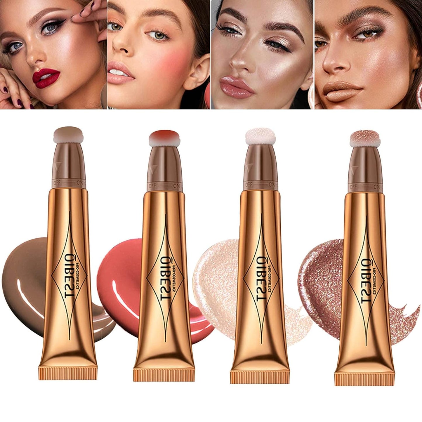 Liquid Contour Beauty Wand, Face Concealer Contouring with Cushion Applicator, Highlighter and Bronzer Stick, Long Lasting & Smooth Natural Matte Finish, Lightweight Super Silky (4colors(1#+3#+4#+6#))