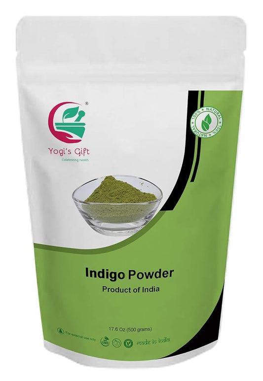 500 GRAMS | INDIGO POWDER for Hair (1.2LB /17.6 oz) | Ideal for Black and Dark Hair | Indigofera Tinctoria | Black Henna | Organic Natural Hair color | Yogi's Gift.