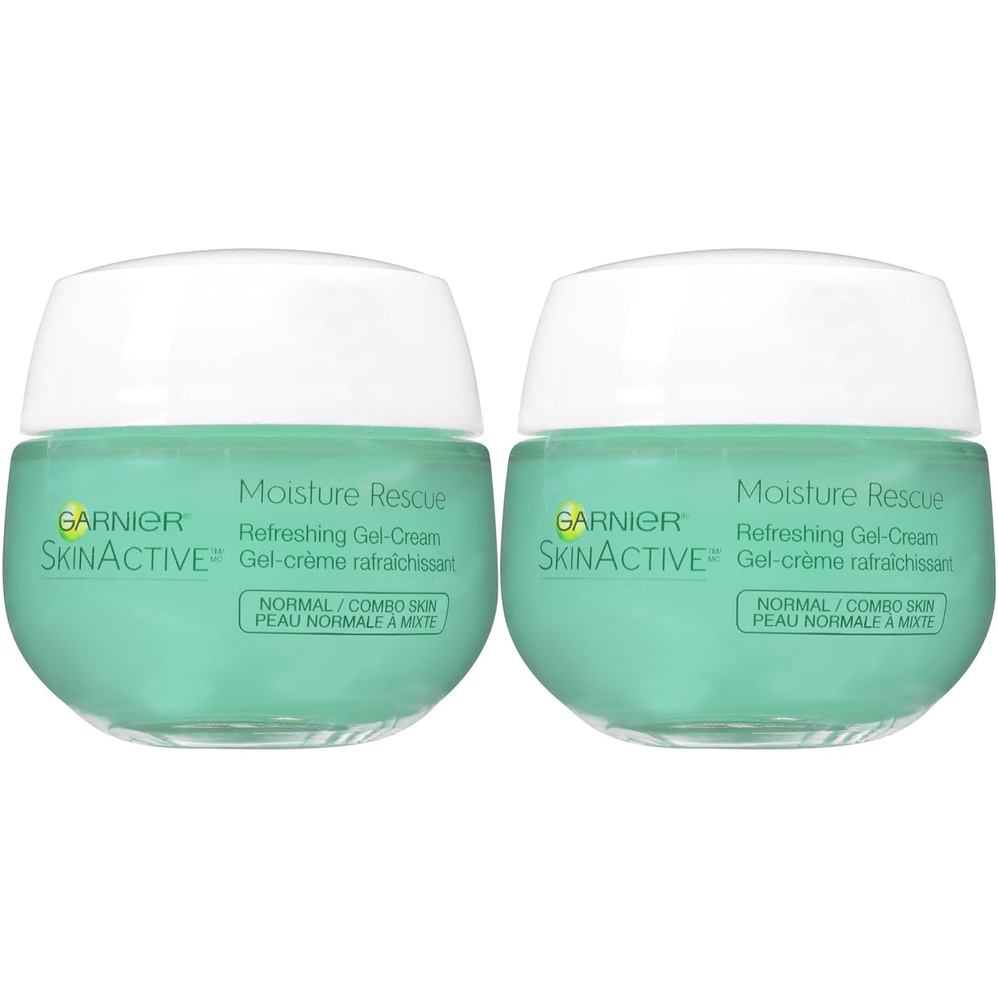 Garnier Moisture Rescue Refreshing Gel-Cream for Normal/Combo Skin, Oil-Free, 1.7 Oz (50g), 2 Count (Packaging May Vary)