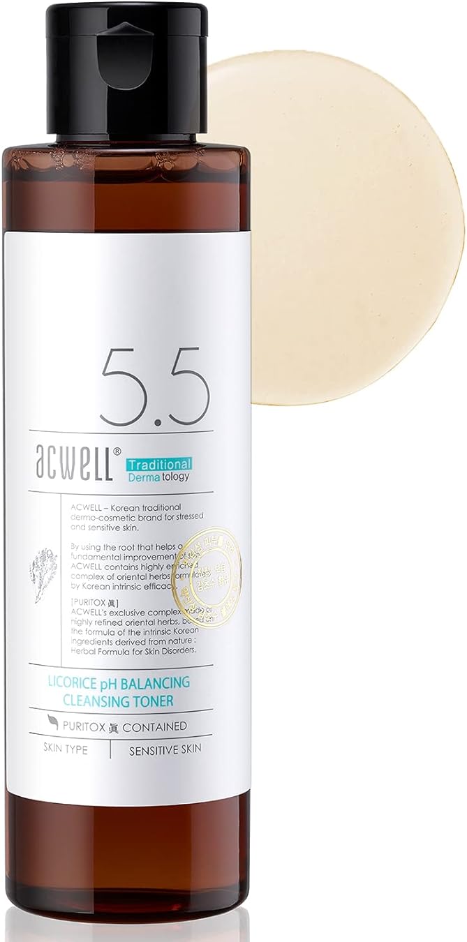 ACWELL Licorice pH Balancing Korean Toner for Cleansing 5.07 fl.oz. - Alcohol-Free PH5.5 Hydrating Facial Astringent - Skin Clearing, Reduce Pigmentation, Acne and Dark Spots