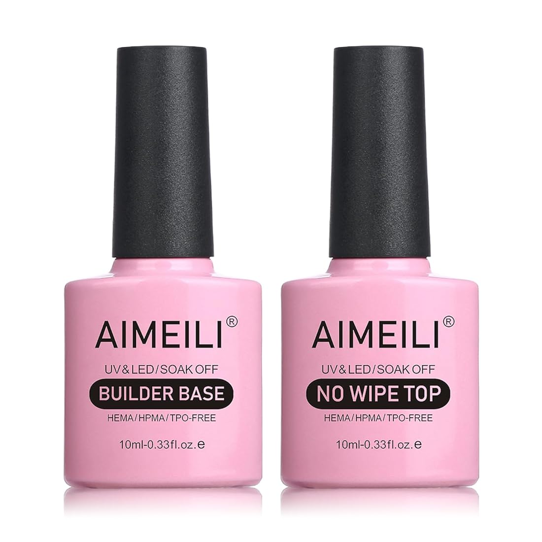 AIMEILI 5 in 1 Builder Base Clear Builder Nail Gel for Nails Extension and No Wipe Top Set Soak Off U V LED Gel Nail Lacquer