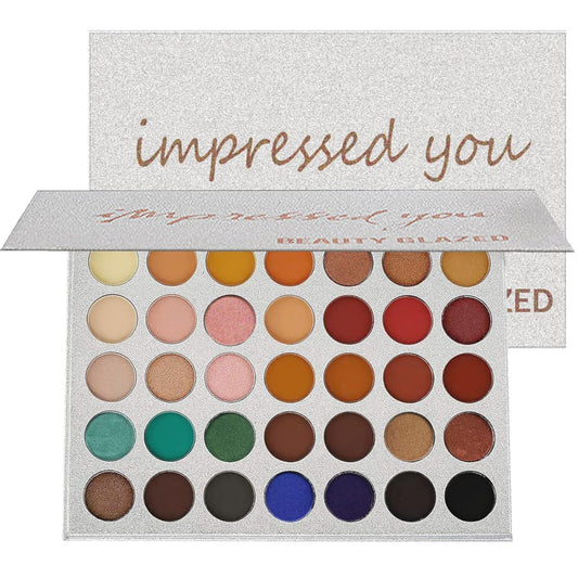 MYUANGO 35 Shades Eyeshadow Palette, Highly Pigmented Impress You Matte Shimmers Eye Shadow, Blendable Long Lasting Waterproof, Vegan & Cruelty-Free