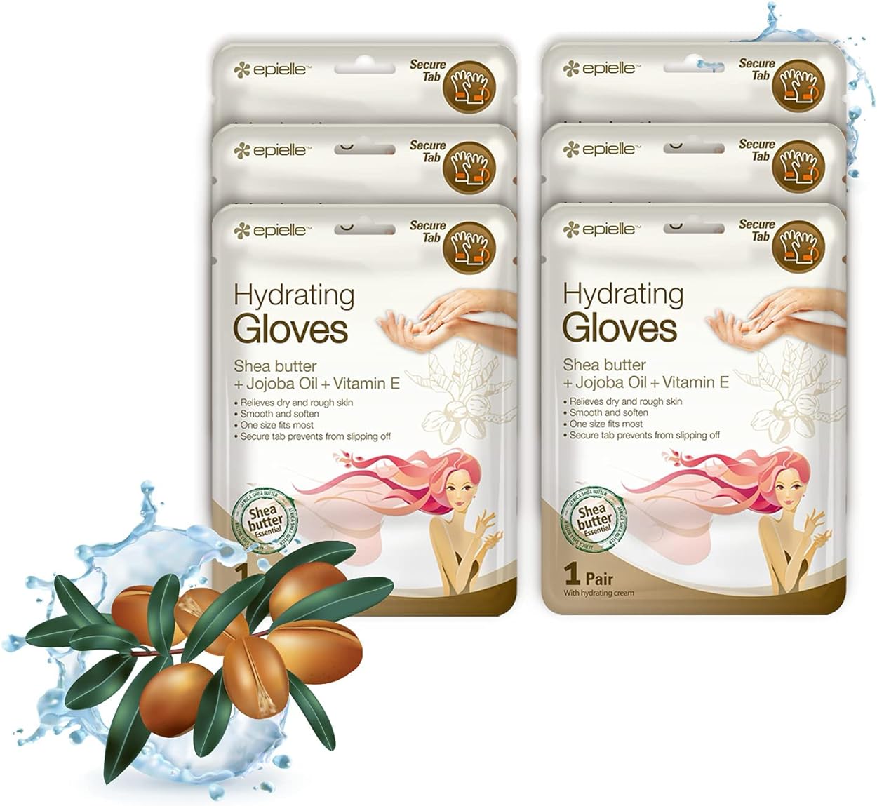 Epielle Hydrating Hand Masks (Gloves 6pk) for Dry Hands Spa Masks Hand Cream & Lotion | Shea Butter + Jojoba Oil + Vitamin E | Intensive Treatment, Thanksgiving Gift Stocking Stuffer