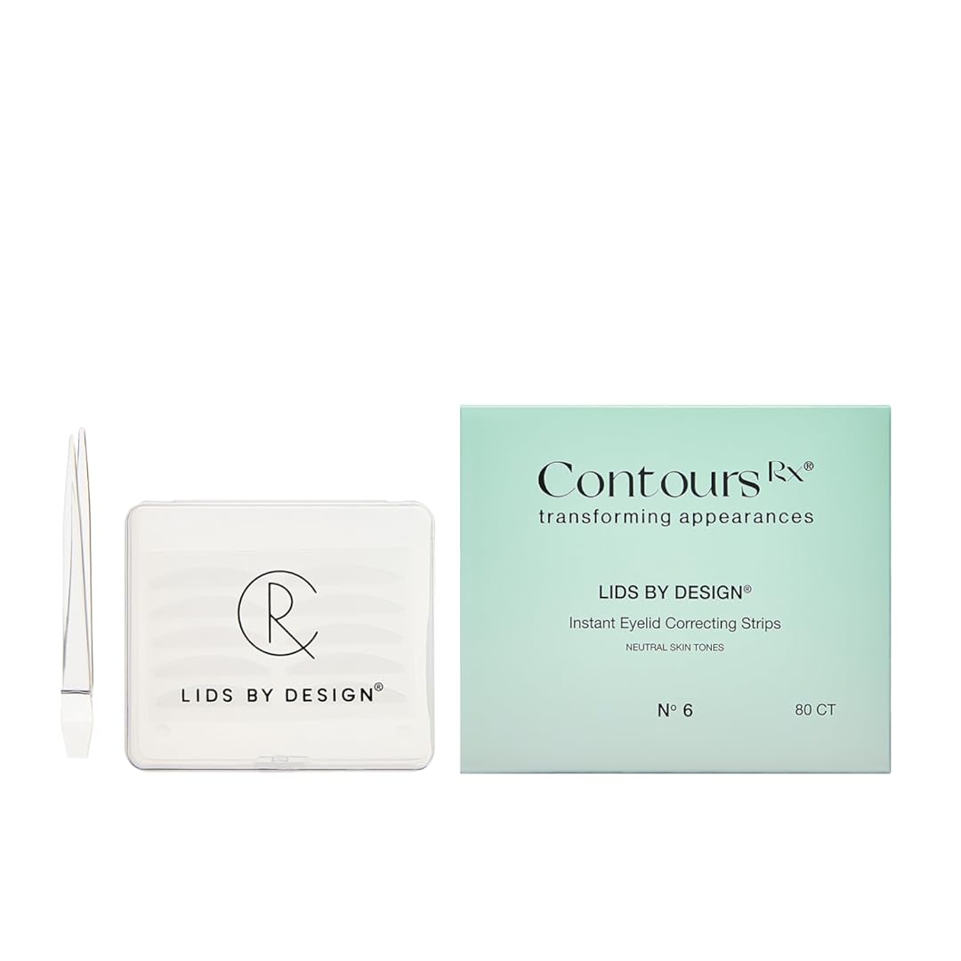 Contours Rx Lids By Design - Non-Surgical, Invisible & Instant Eyelid Lift Strips - For a More Youthful-Looking Appearance, Reshape and Define with Eyelid Tape for Hooded Eyes (6mm) 80ct