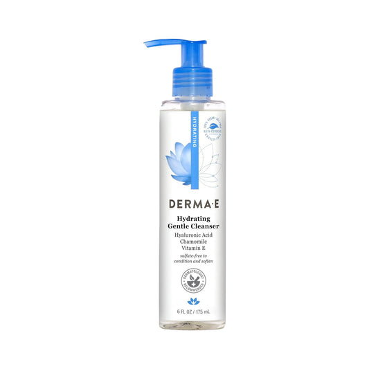 DERMA-E Hydrating Gentle Cleanser with Hyaluronic Acid Ð Moisturizing Facial Cleanser Tones, Moisturizes & Improves Skin Texture Ð Gently Exfoliating Face Wash, 6 fl oz