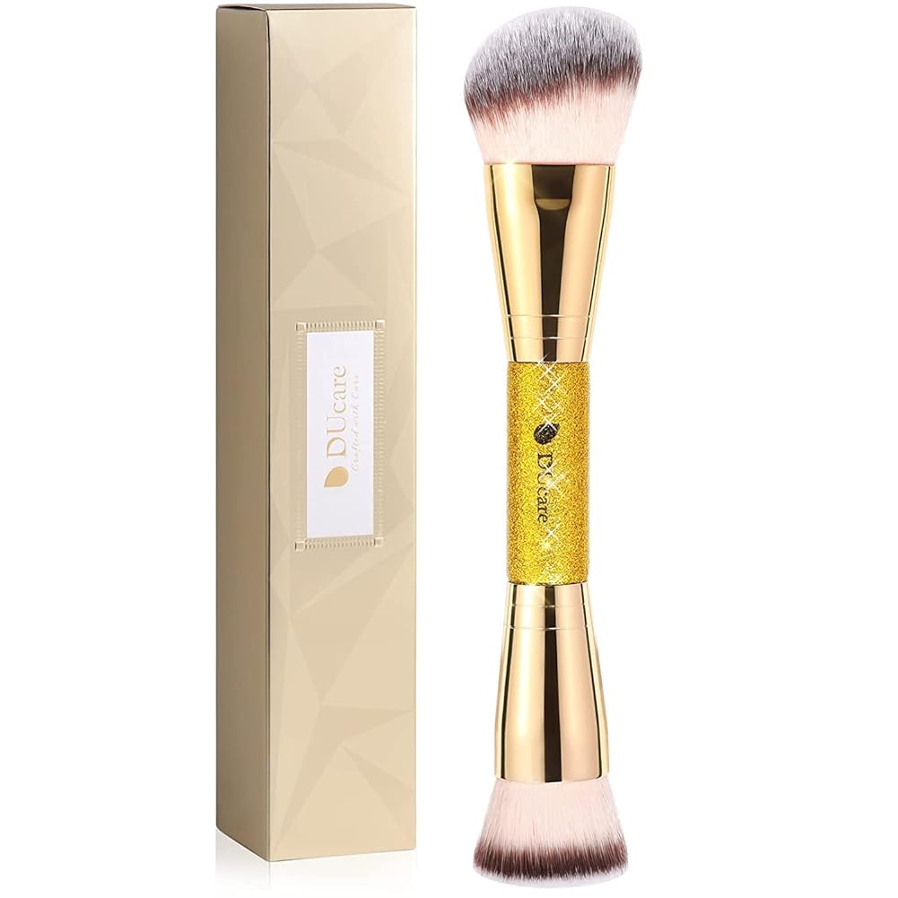 DUcare Foundation Brush Contour Makeup Brushes Double Ended Makeup Brush for Blending Liquid Powder Concealer Cream Cosmetics Blush Buffe
