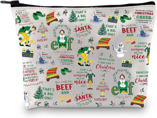 VAMSII Elf Movie Christmas Makeup Bag Santa OMG Zipper Bag Buddy Fans Christmas Vacation Accessories Pouch (Elf Cosmetic Bag)