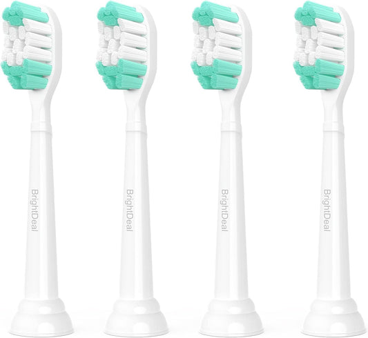BrightDeal Replacement Toothbrush Heads for Philips Sonicare ProtectiveClean 4100 5100 6100 DailyClean DiamondClean EasyClean PowerUp Plaque Control Gum Health C2 G2 HX6817/01 HX6857/11 White, 4 Pack