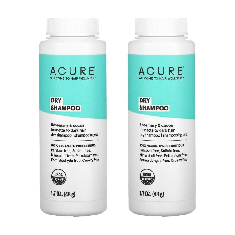 ACURE Acure Dry Shampoo, Brunette to Dark Hair, Rosemary & Cocoa, 1.7 oz (58 g) (Pack of 2)