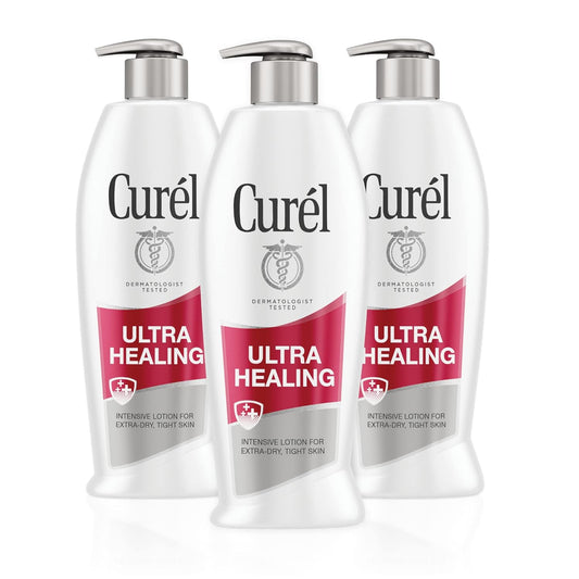 CurŽl Ultra Healing Hand and Body Lotion, Dry Skin Moisturizer with Advanced Ceramide Complex and Extra-strength Hydrating Agents, for Extra-Dry, Tight Skin, 13 Ounce (3 Pack)