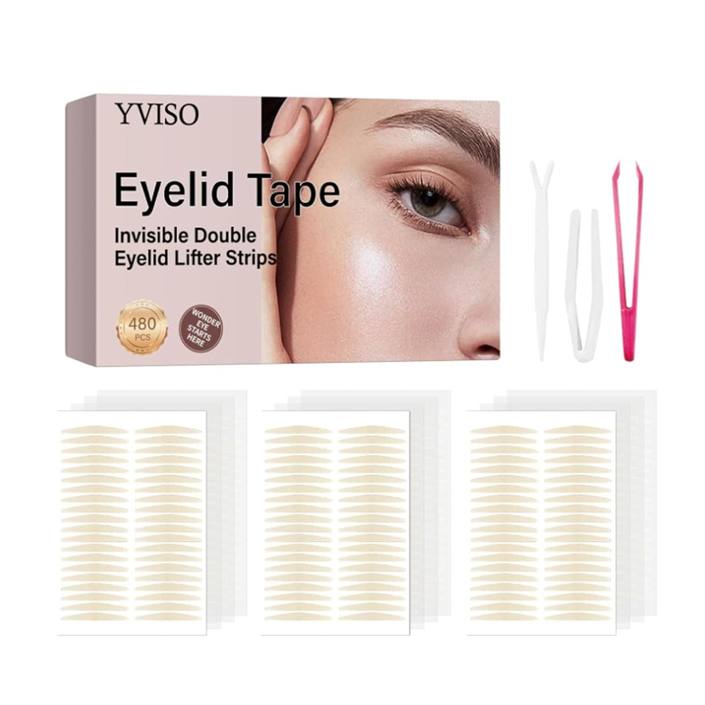 Eyelid Lifter Strips-480Count Eyelid Tape-Double Eyelid Tape-Lids by Design Eyelid Strips-Eyelid Tape for Hooded Eyes Invisible-Provides Instant Eye Lift Without Surgery
