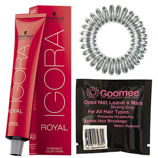 Igora Royal 6-0 Dark Blonde Permanent Hair Color & Goomee The Markless Hair Loop Single Diamond Clear (Bundle 2 items)