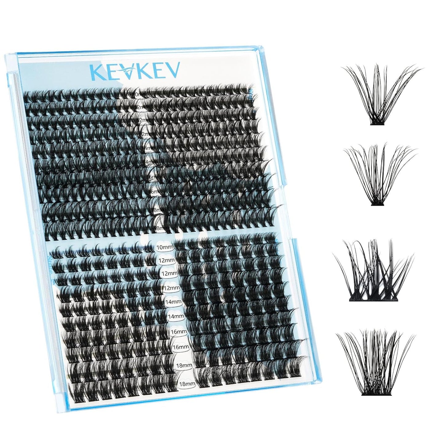 KevKev 540 Pcs Lash Clusters D Curl Individual Lashes 30D 40D Eyelash Clusters Lash Wispy and Natural Look DIY Lash Extensions 4 Styles Lashes That Look Like Extensions(540 Pcs, D-10-18mix)