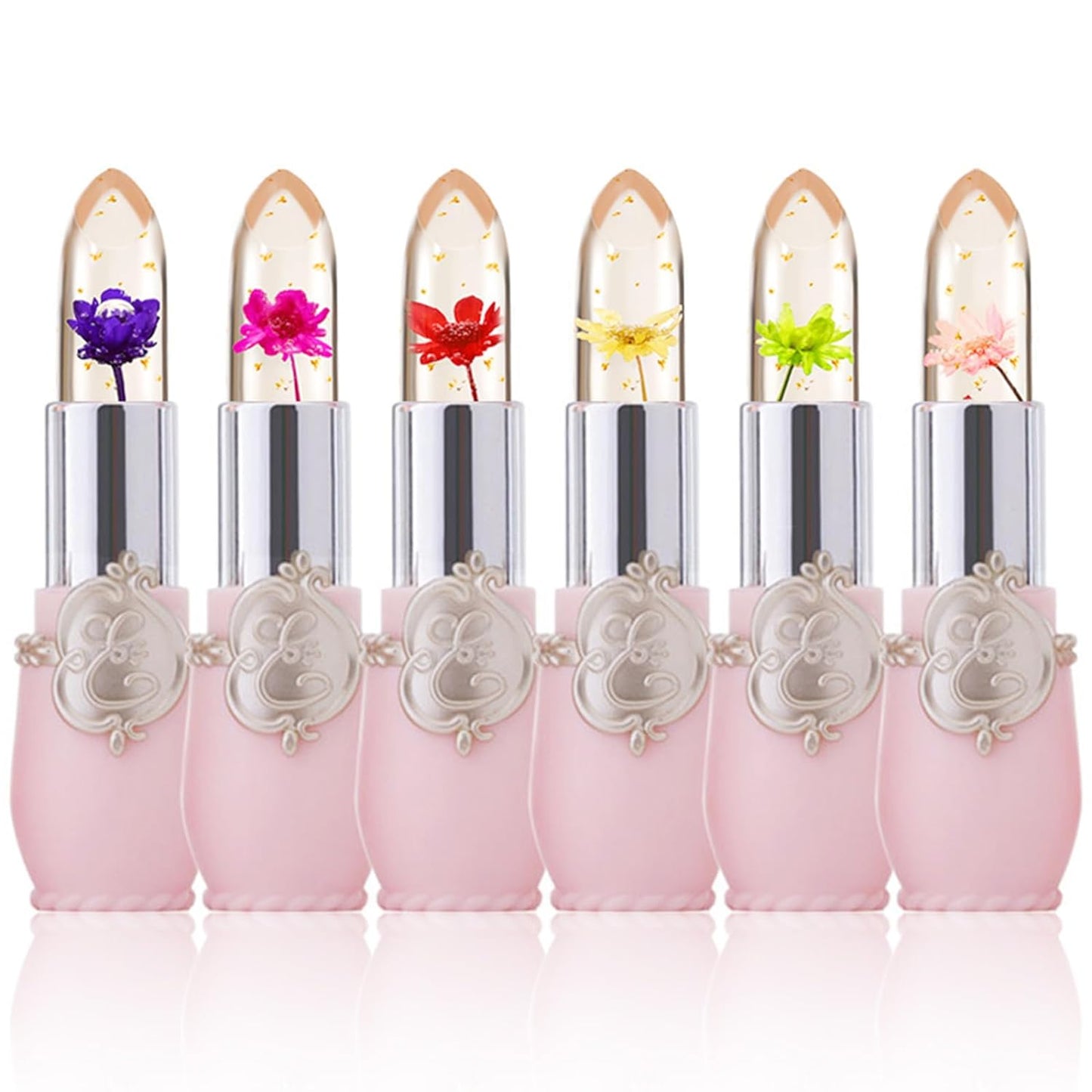 6 Pcs/Set Flower Jelly Lipstick Set Temperature Change Moisturizer Long Lasting Nutritious Balm Magic Color Change Lip Gloss