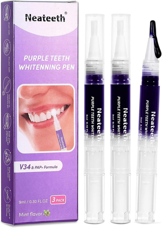 Neateeth Purple Whitening Gels Pen 3 Packs, Purple Teeth Whitening Pens, Instant Teeth Whitening Paint Pens, Color Correcting for Tooth Stain Removal 1