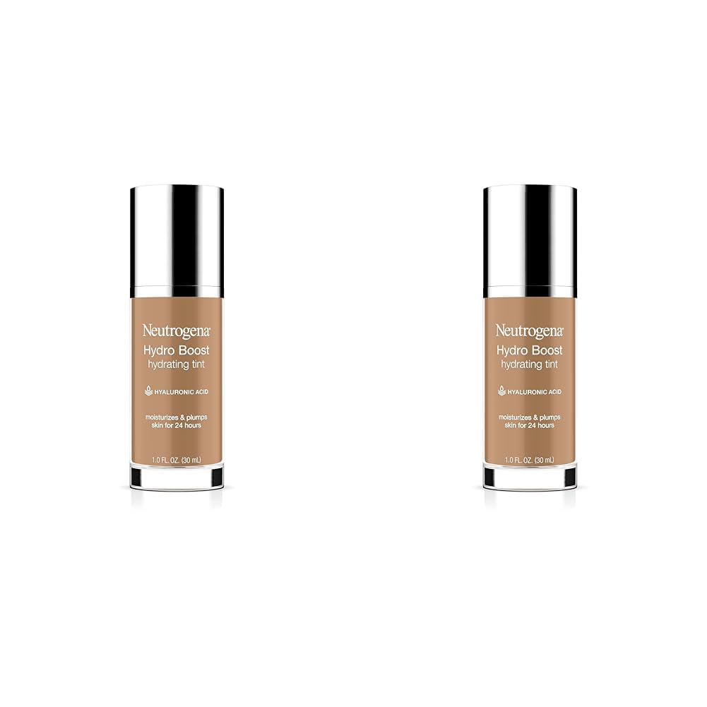 Neutrogena Hydro Boost Hydrating Tint with Hyaluronic Acid, Lightweight Water Gel Formula, Moisturizing, Oil-Free & Non-Comedogenic Liquid Foundation Makeup, 105 Caramel Color 1.0 fl. oz (Pack of 2)