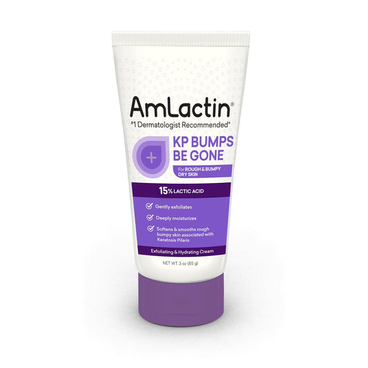 AmLactin KP Bumps Be Gone - 3 oz Keratosis Pilaris Moisturizing Cream with 15% Lactic Acid - Exfoliator and Moisturizer for Dry, Rough and Bumpy Skin (Packaging May Vary)
