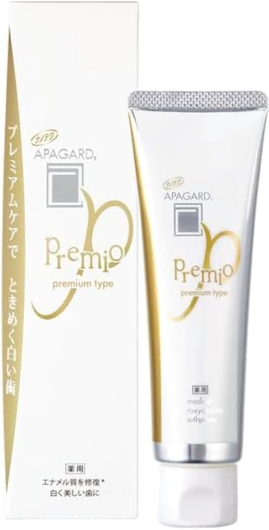 APAGARD¨ PREMIO, Sangi's Nano-Hydroxyapatite Toothpaste for Naturally Whiter Teeth, No Fluoride, PREMIUM Type, 100g / 3.5 oz, Double Mint Flavor