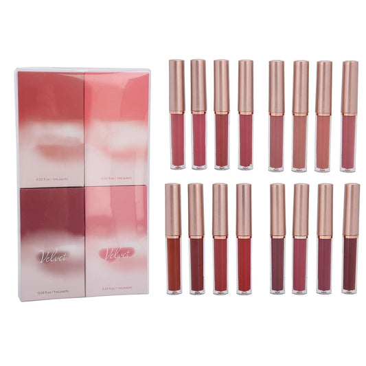 16pcs Matte Lip Gloss, Long Lasting Color Lock Lip Gloss, Nourish Rich Color Women Liquid Lipstick, Lips Shine for Beauty Makeup Cosmetic