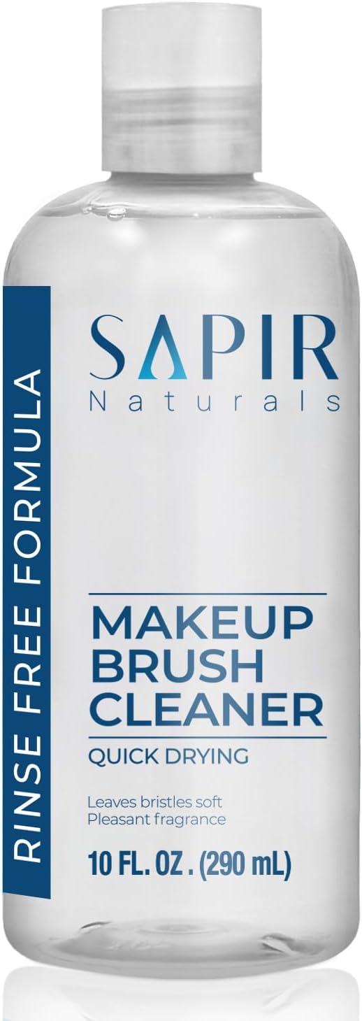 Sapir Naturals Premium Makeup Brush Cleaner Liquid 10 oz (290 mL) - Ultimate Makeup Brush Cleaner Solution for Cosmetic Brushes - Bare Essentials - Get the Best Makeup Cleaner Now!