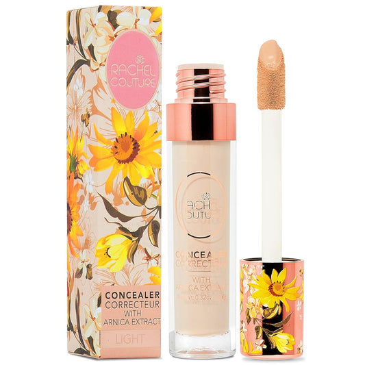 Rachel Couture Liquid Concealer | Medium to Full Coverage Fluid Concealer | Vegan & Cruelty-Free | Infused with Arnica Extract - 0.3 Fl Oz - Light