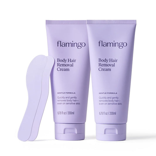 Flamingo Body Hair Removal Cream - 6.76 fl oz - Pack of 2Ê - Gentle Formula - Safe for Sensitive Skin