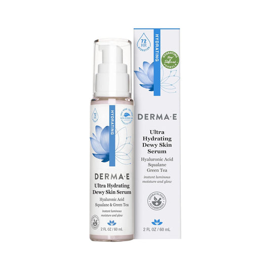 DERMA E Ultra Hydrating Dewy Skin Serum Ð Moisturizing Facial Treatment with Anti-Aging Squalane, Hyaluronic Acid and Ceramides to Smooth and Replenish, 2 FL Oz
