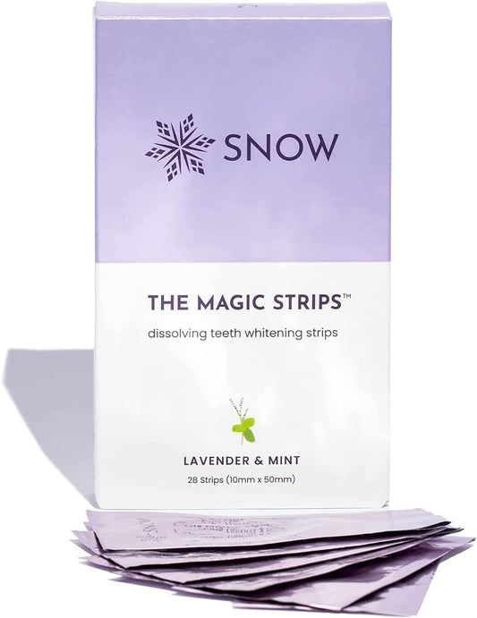 Snow The Magic Strips - Safe for Enamel Dissolving Teeth Whitening Strips - Mess-Free Portable Teeth Whitener for Oral Care with Lavender & Mint Flavor, Whitening Strips for Teeth, 1 Pack of 28 Strips