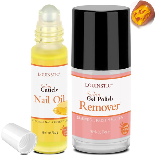 LOUINSTIC Gel Nail Polish Remover - Quick Remove Gel Nail Polish in 3-5 Minutes, Nail Polish Remover with Cuticle Care Oil for Nail Repair removedor de gel