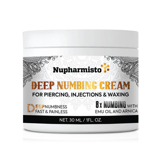 Nupharmisto Deep Numbing Cream, Fast Action, 7 Hours Maximum Strength Painless Numbing Cream, 8x Numbing with Emu Oil and Arnica. 30ml/1oz