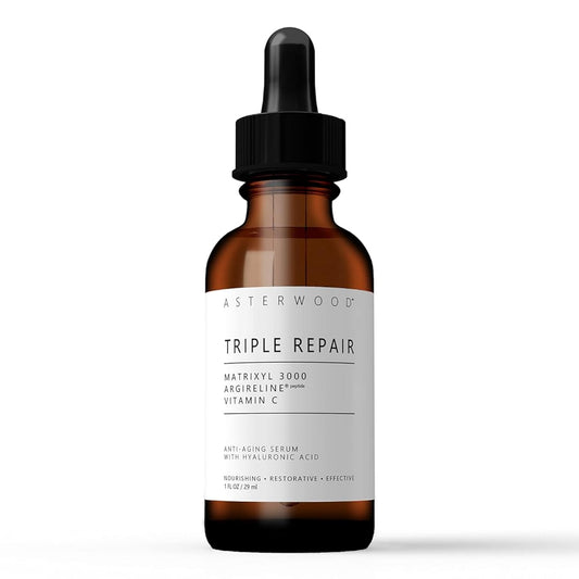 ASTERWOOD Triple Repair Matrixyl 3000 + Argireline + Hyaluronic Acid + Organic Vitamin C Serum for Face; Anti-Aging Face Serum, Anti-Wrinkle Serum, Facial Skin Serum Skin Care, 29ml/1 oz
