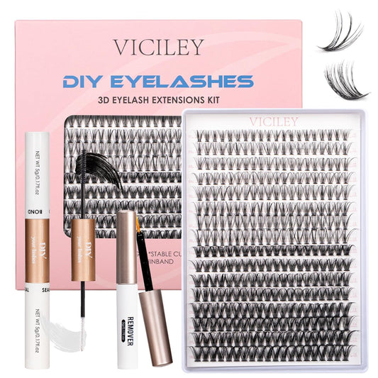 Eyelash Extension Kit 320 Pcs Lash Clusters With Lash Bond And Seal Individual Lashes Cluster DIY Lash Extensions Kit Eyelash Glue Remover Applicator Wispy Natural False Eyelashes 20+50D 10-16mm
