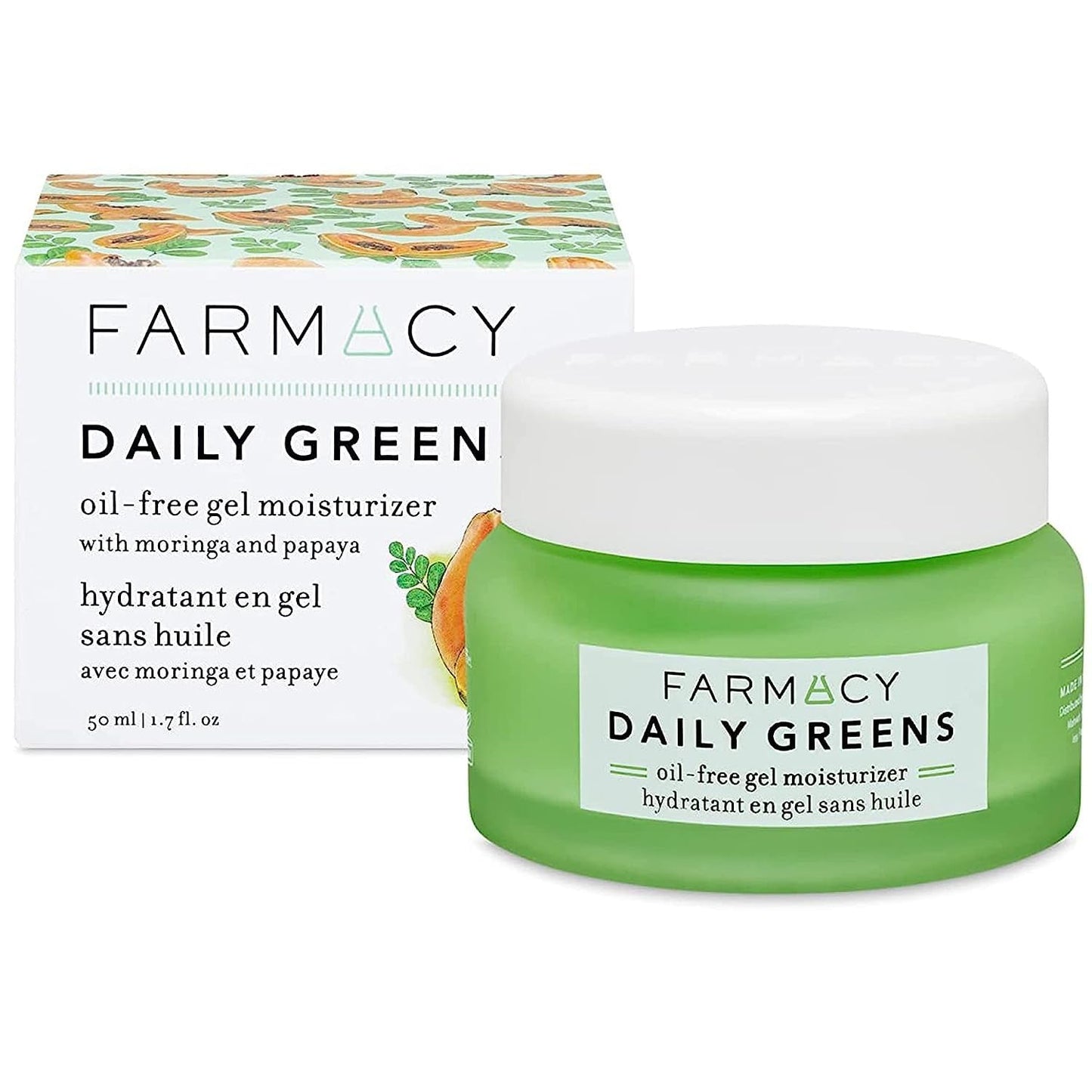 Farmacy Daily Greens Oil Free Gel Face Moisturizer - Daily Facial Moisturizing Cream with Hyaluronic Acid - New Fragrance-Free Formula
