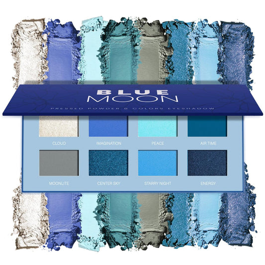 HOOMUSS Blue Eyeshadow Matte Palette 8Color Long Lasting Teal Eyeshadow for Cool Tone Makeup, Shimmery Eye Looks, High Pigmented & Easy to Blend (Blue)