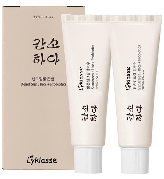 Sunscreen Cream,Relief Sun Organic Sunscreen,Sunscreen Korean Sunscreen, SPF 50+,Suit for All Skin Type,Moisturizing Skin Sunscreen (2PCS)