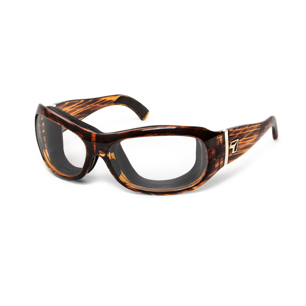 7eye Briza in Sunset Tortoise Frame and Clear Lens profile view