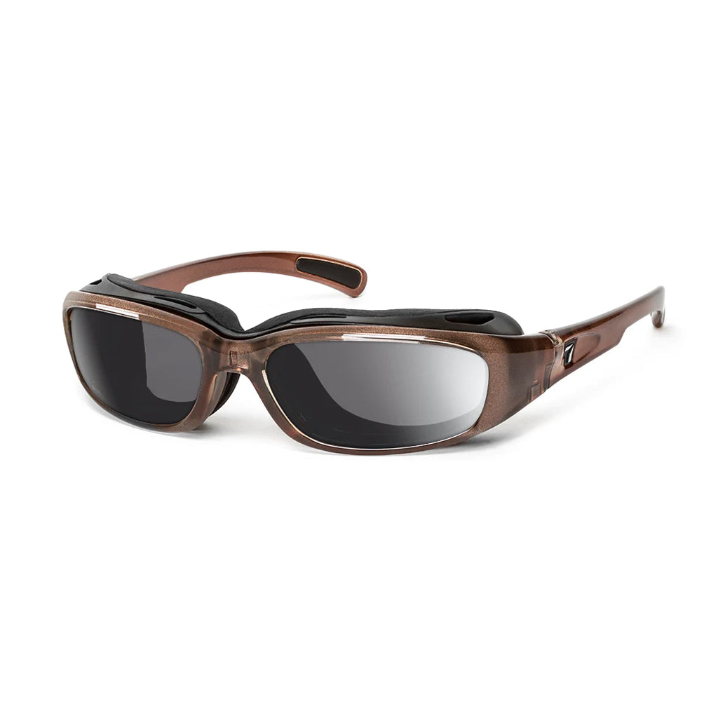 7eye Churada in Crystal Brown Frame and Grey Lens profile view