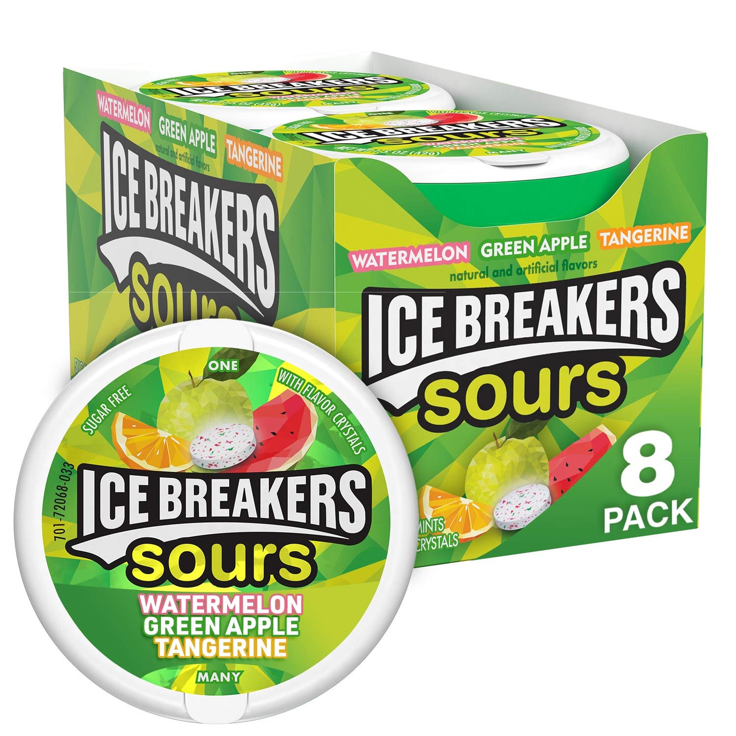Ice Breakers Sours Sugar Free Mints, Watermelon, Green Apple, Tangerine - 24 Packs of 8 (6995463078044)