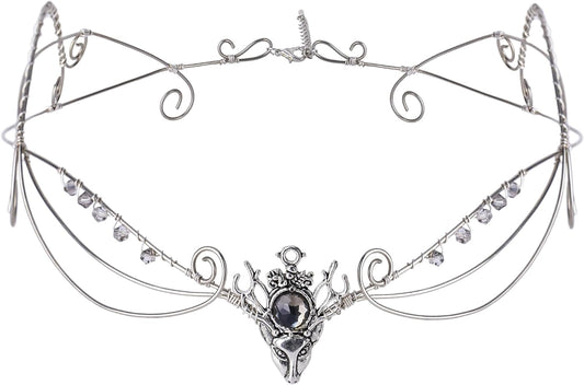 CoTeeZa Headband Fairy Circlet Crown - Renaissance Viking Celtic Headpiece Anlters Elf Tiara