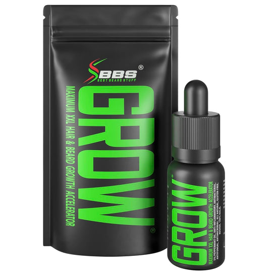 GROW Maximum XXL Hair & Beard Growth Oil For Men - Beard Serum That Fills Patches & Fix Thinning Guaranteed - Facial Hair & Scalp Treatment - Thickening Conditioner & Enhancer - USA Made