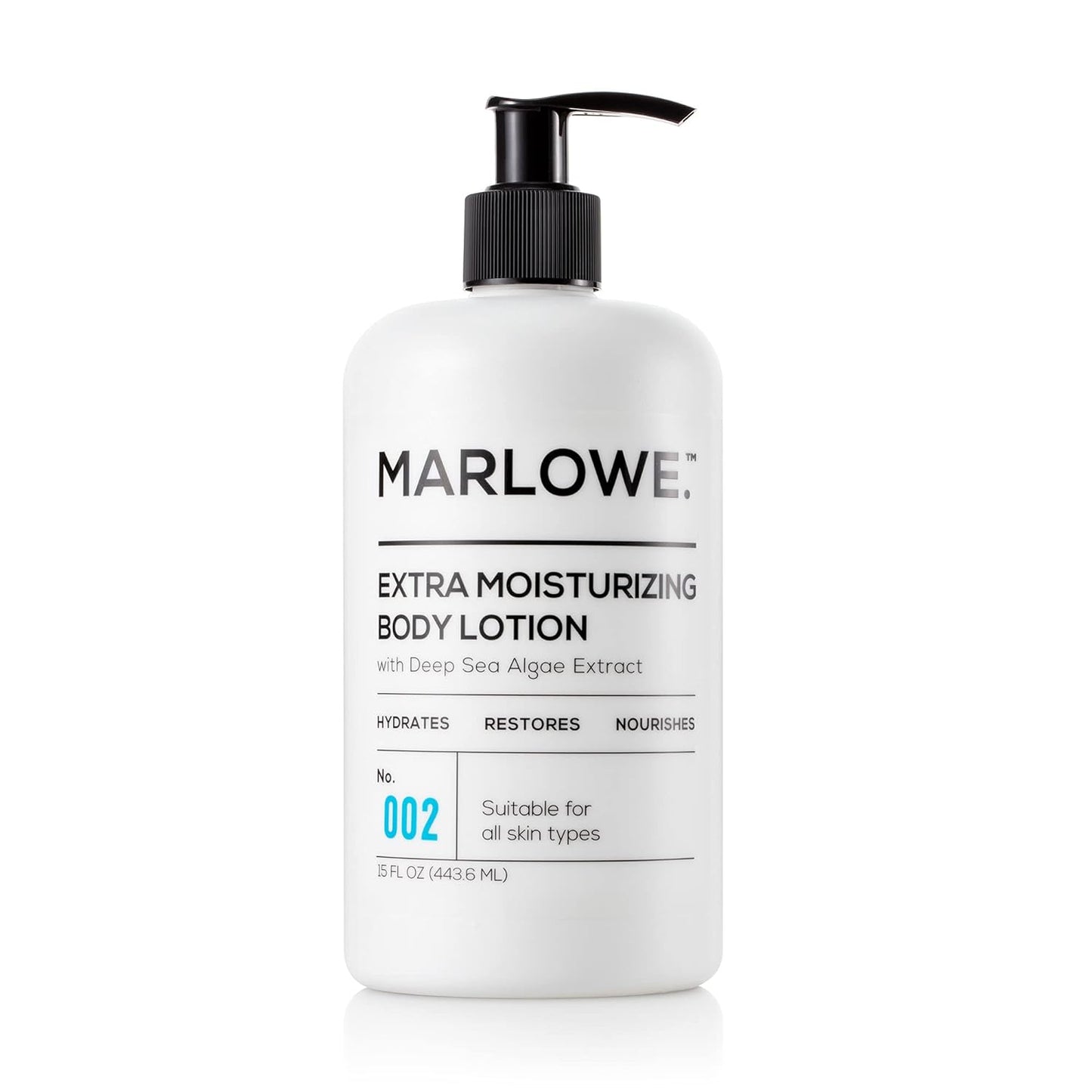 MARLOWE. No. 002 Moisturizing Body Lotion 16 oz, Daily Dry Skin Lotion for Men, Made with Hydrating Natural Aloe Vera, Vegan, Oil Free, Light Fresh Tonka Scent