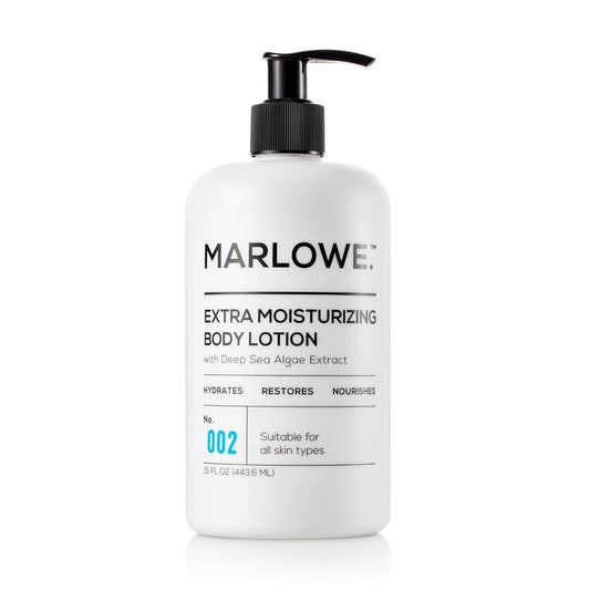 MARLOWE. No. 002 Moisturizing Body Lotion 16 oz, Daily Dry Skin Lotion for Men, Made with Hydrating Natural Aloe Vera, Vegan, Oil Free, Light Fresh Tonka Scent
