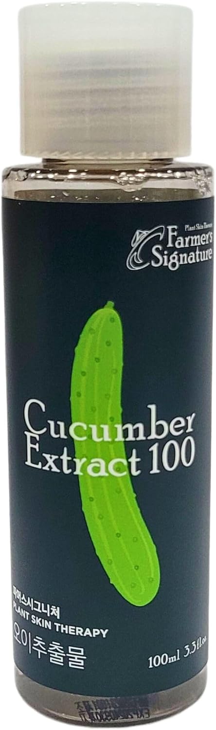 Farmer's Signature Vegan Skin Korean Skincare Toner- Made with 100% Vegan Extract from K-Farms- Single Ingredient K Beauty Toner for All Skin Types - 100ml - 3.38 Oz (Cucumber)