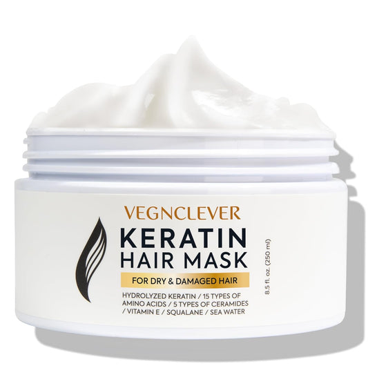 Vegnclever Keratin Hair Mask: Keratin Hair Treatment Mask, Deep Conditioning Hair Mask Treatment, Hair Deep Conditioner Mask for Damaged Dry Hair, Keratin Hair Mask for Fine, Curly and Straight Hair