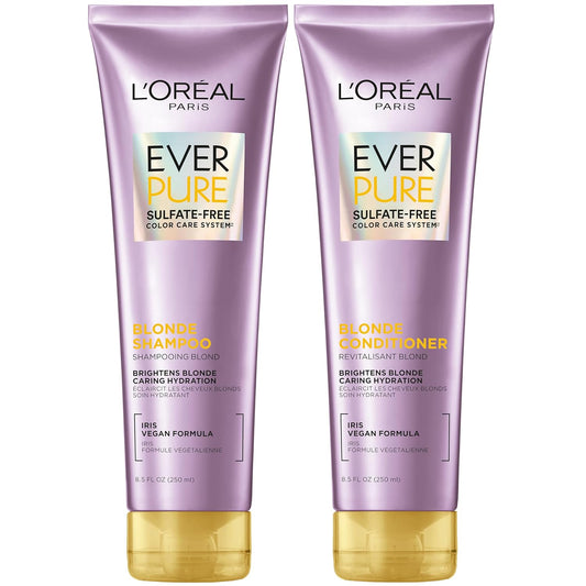 L'Oreal Paris EverPure Blonde Sulfate Free Shampoo and Conditioner for Blonde Hair, 8.5 Ounce (Set of 2)